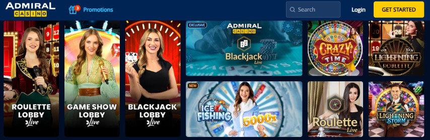Besuche Live-Casino-Lobbys mit echten Dealern bei Admiral